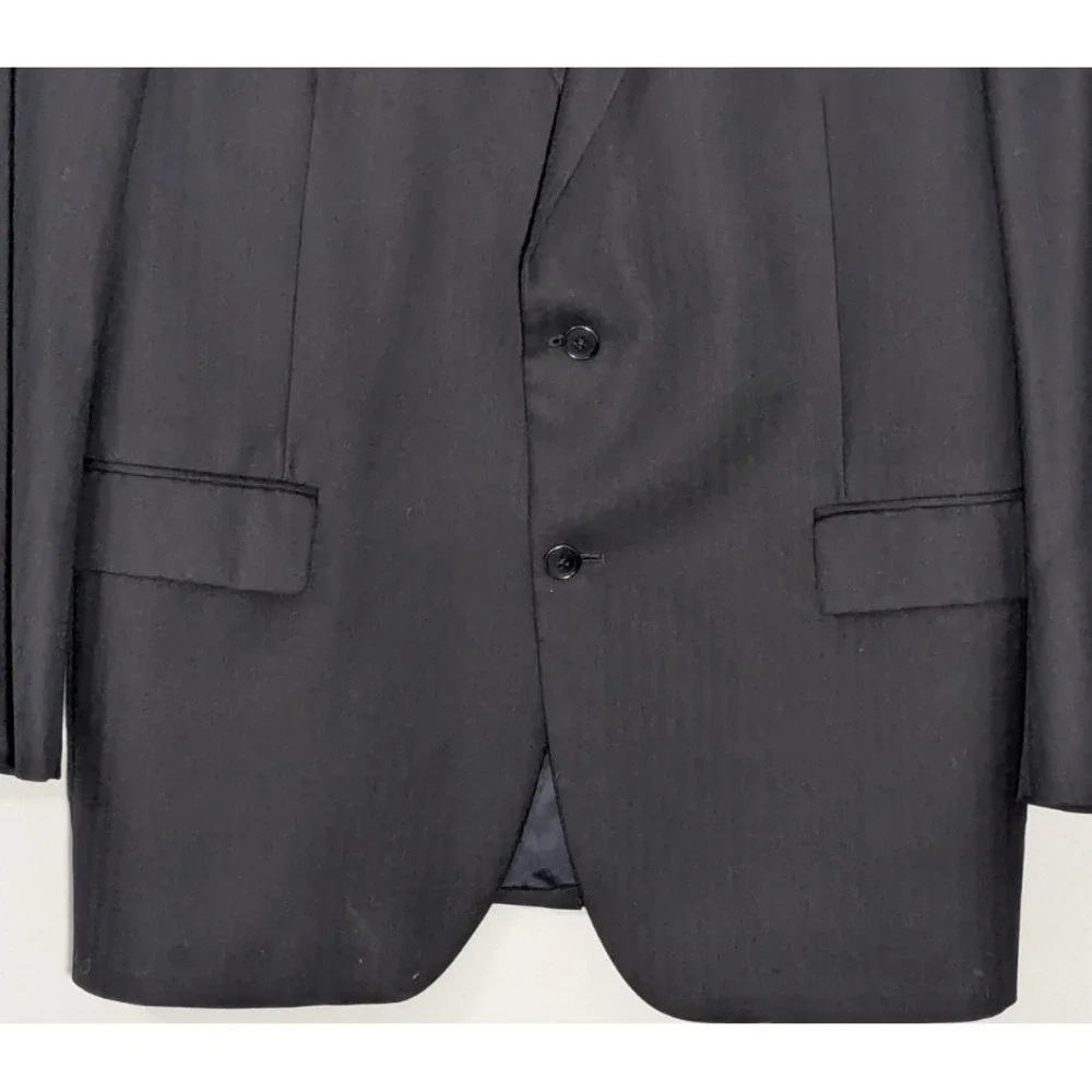 Brooks Brothers Makers Merchants Saxxon Wool Madison Fit 46L Black Suit Jacket